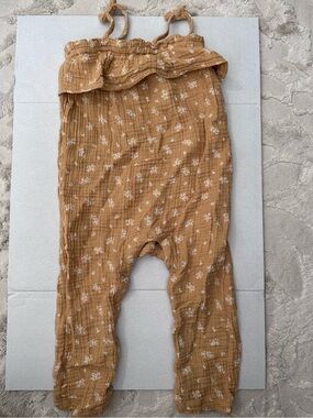 COLORED ORGANICS Fiona Muslin Ruffle Tank Jumpsuit in Honeysuckle 18-24 Months